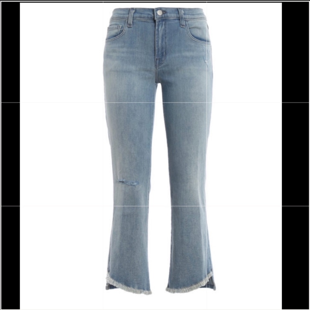 J Brand Selena Mid Rise Bootcut Frayed Crop Jeans (color: ORION; size: 26)